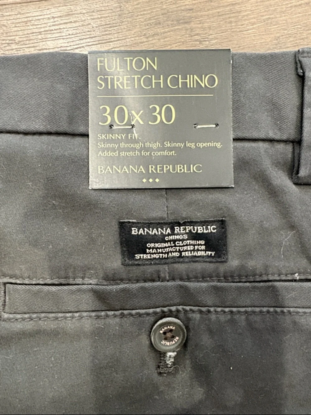 Banana Republic Fulton Stretch Chino Pants Charcoal Gray Men’s 30x30 NWT